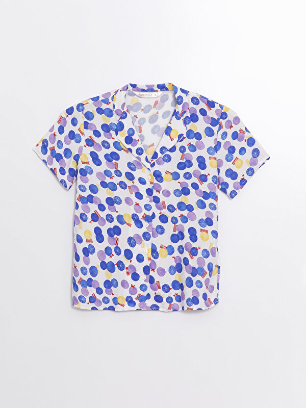 LCW DREAM Gömlek Yaka Desenli Kadın Pijama Üstü