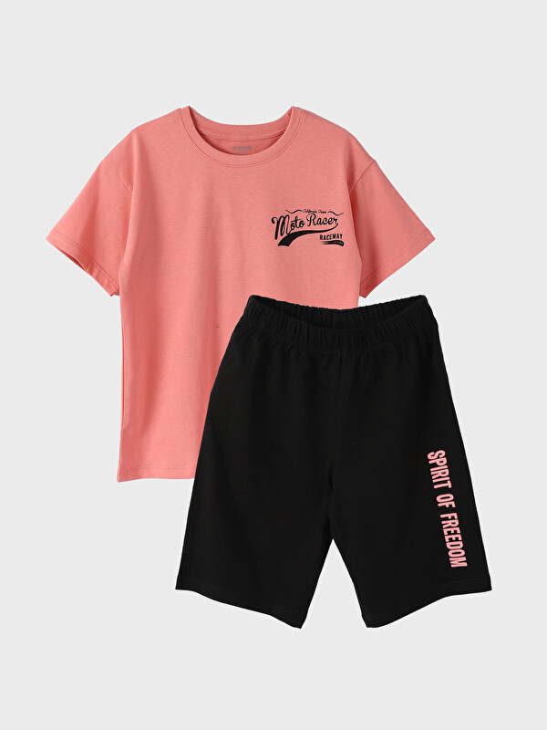 LCW Kids Crew Neck Short Sleeve T-Shirt and Shorts 2 Pack Set