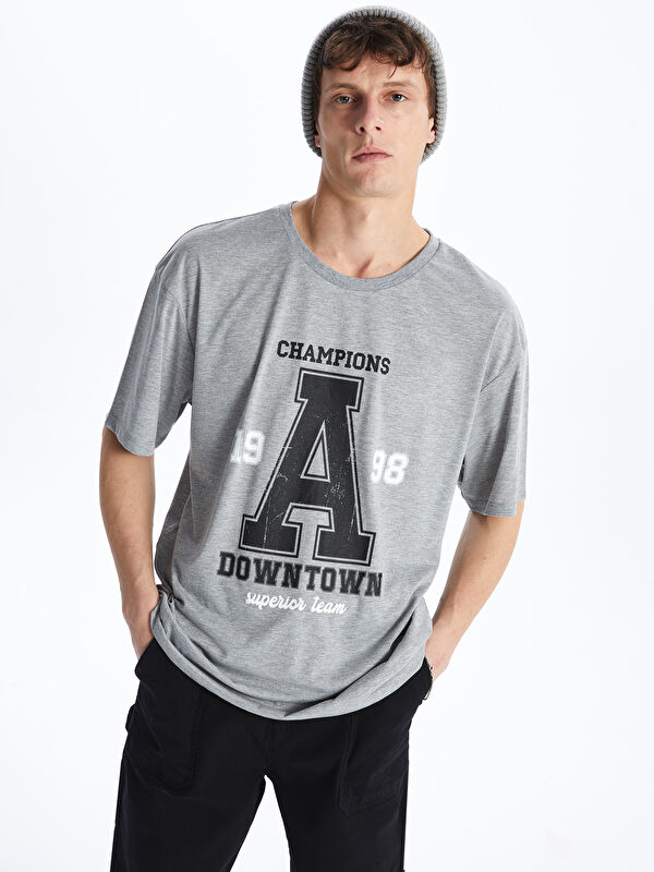 LCW ECO Crew Neck Short Sleeve Printed Combed Cotton Men's T