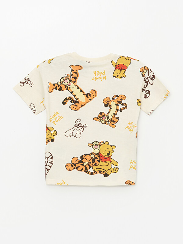 LCW Kids Turuncu Bisiklet Yaka Kısa Kollu Winnie the Pooh Baskılı