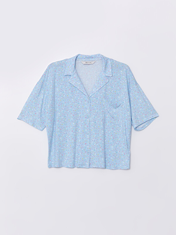 LCW Young Gömlek Yaka Desenli Kadın Pijama Üstü