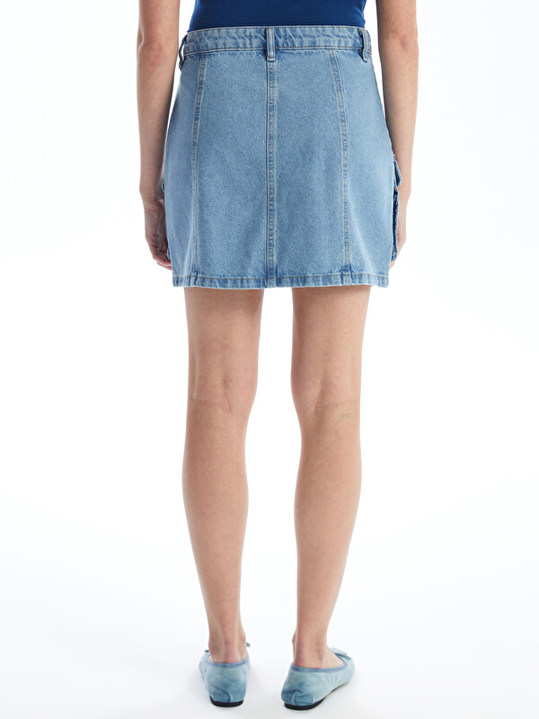 LCW Vision Standard Fit Women's Cargo Denim Skirt - S4HF44Z8-311