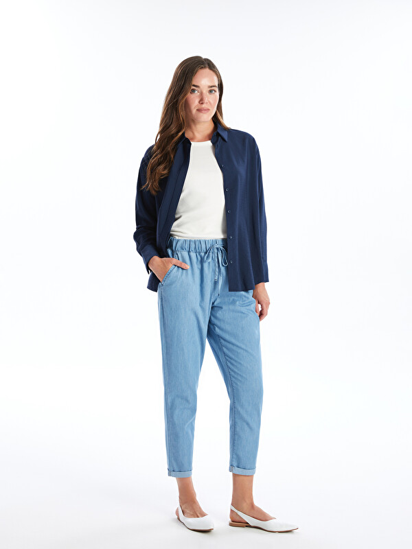 LCW Grace Beli Lastikli Straight Fit Kadın Jean Pantolon