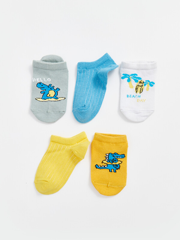LCW baby Printed Baby Boys Trainer Socks 5 Pack