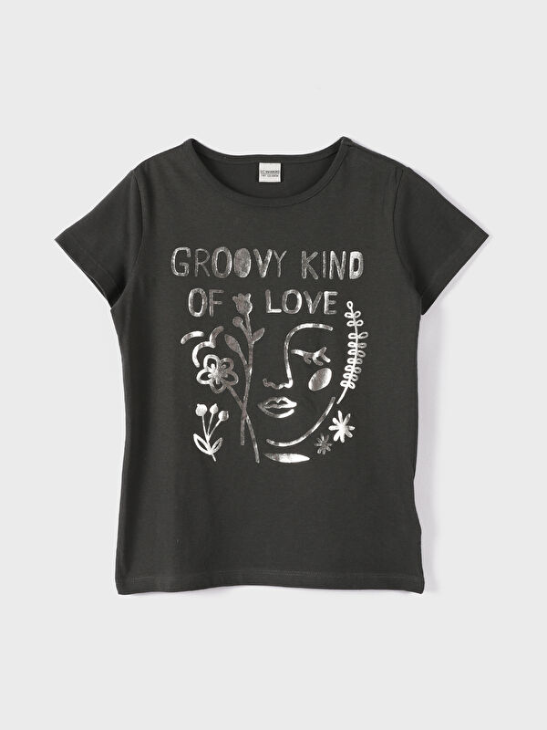 LCW Kids Crew Neck Printed Short Sleeve Girls' T-Shirt