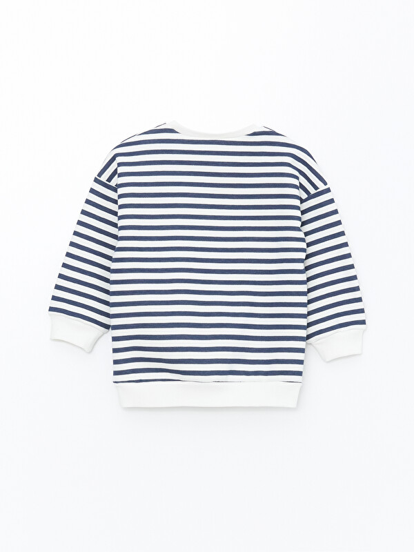 LCW Kids Bisiklet Yaka Uzun Kollu Çizgili Erkek Bebek Sweatshirt