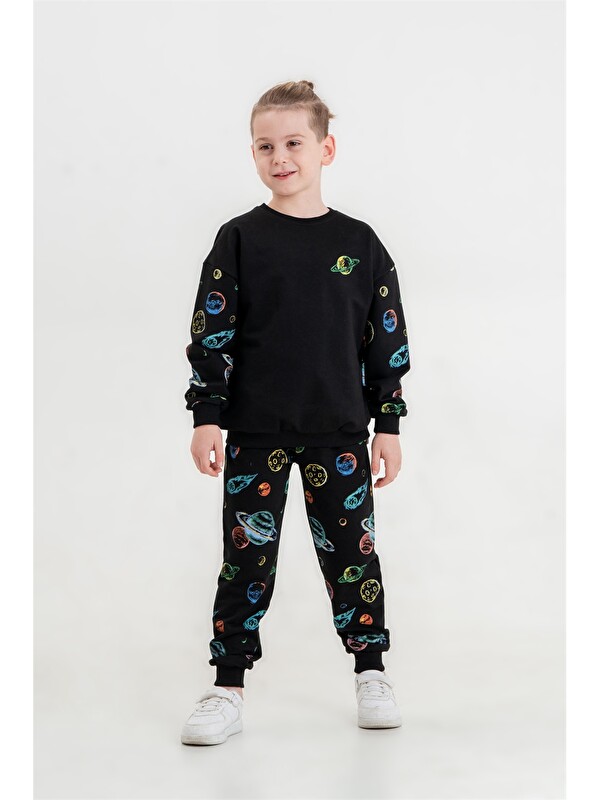 Mışıl Kids Bisiklet Yaka Erkek Çocuk Sweatshirt ve Eşofman Alt 2'li Takım