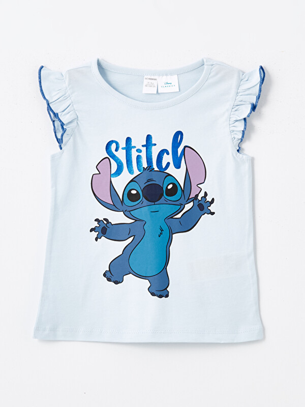 LCW Kids Lilo & Stitch Baskılı Kız Çocuk Tişört