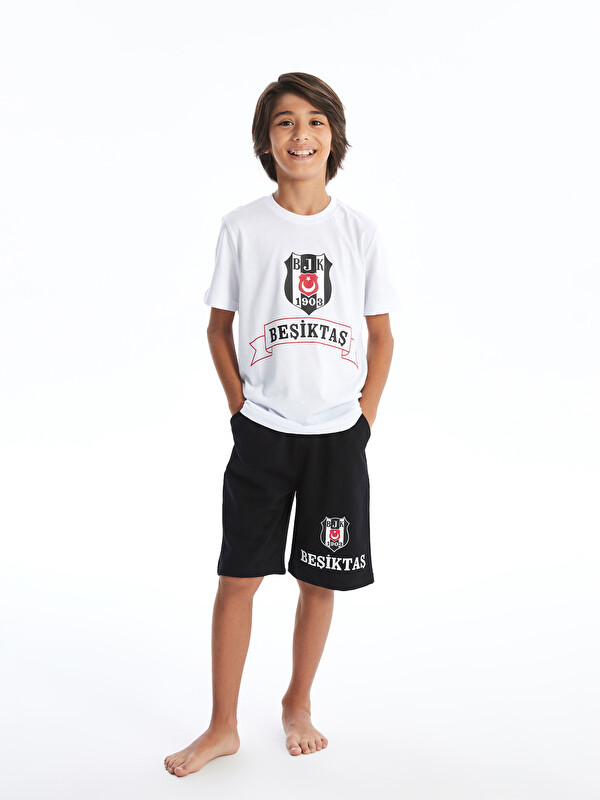 LCW Kids Bisiklet Yaka Beşiktaş Baskılı Erkek Çocuk Tişört ve Şort