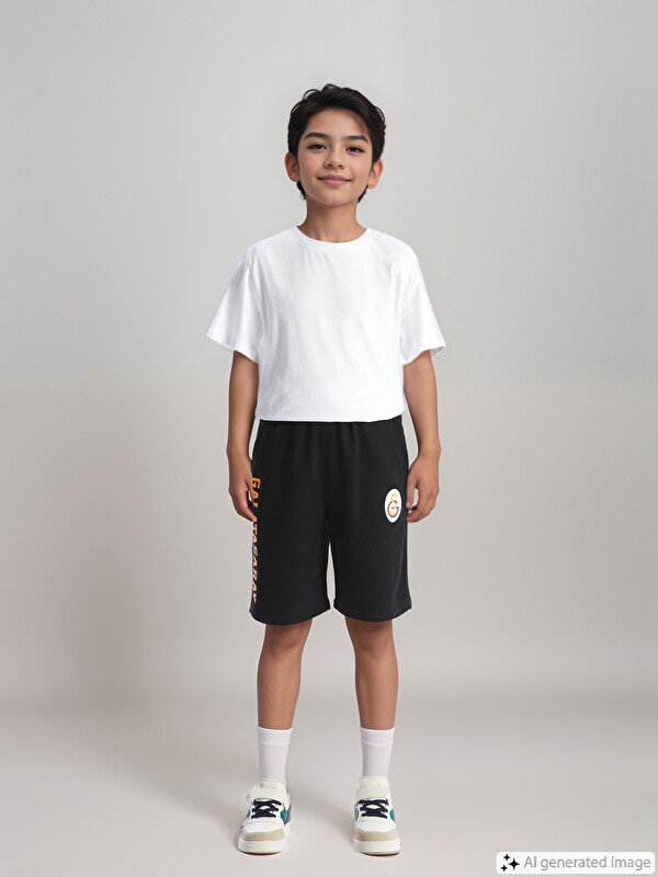 LCW Kids Beli Lastikli Galatasaray Baskılı Erkek Çocuk Şort