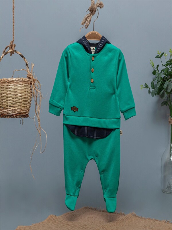 Babyzz Kapüşonlu Erkek Bebek Tulum