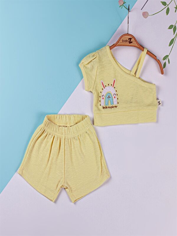 Babyzz Baskılı Kız Bebek Şort Takım