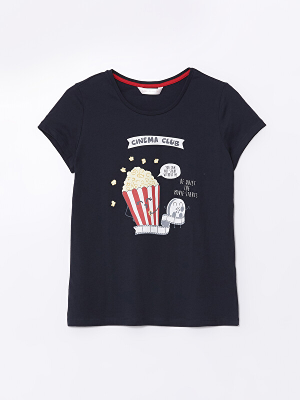 LCW Young Bisiklet Yaka Baskılı Kadın Pijama Üst