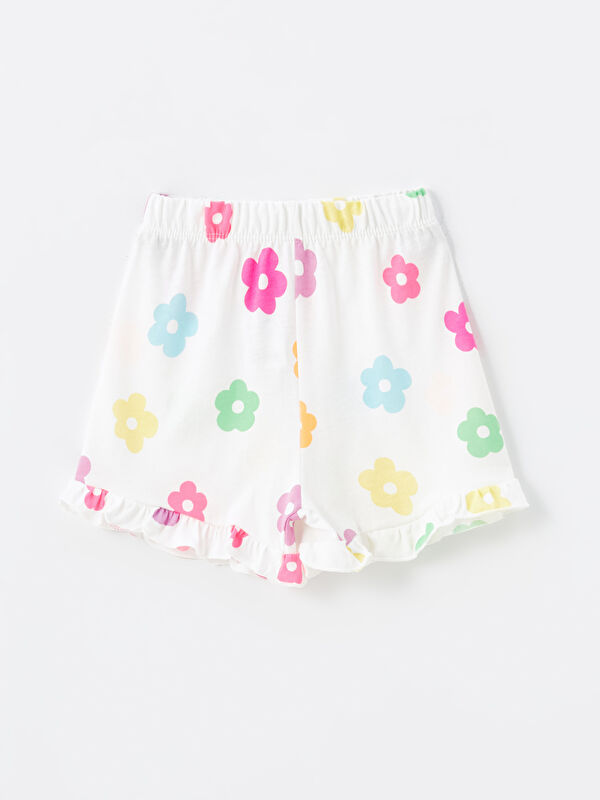 LCW Kids Beli Lastikli Baskılı Kız Bebek Şort