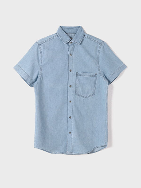 LCW Jeans Regular Fit Short Sleeve Men's Denim Shirt