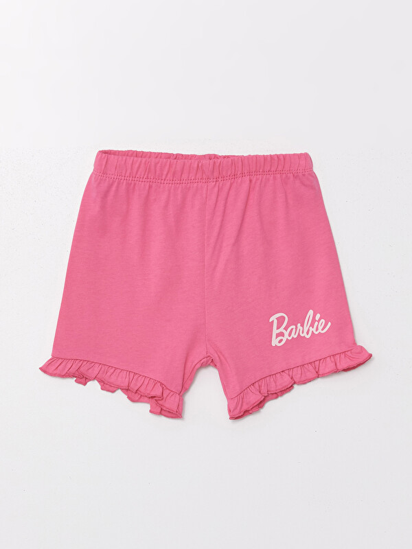 LCW Kids Beli Lastikli Barbie Baskılı Kız Çocuk Pijama Şort