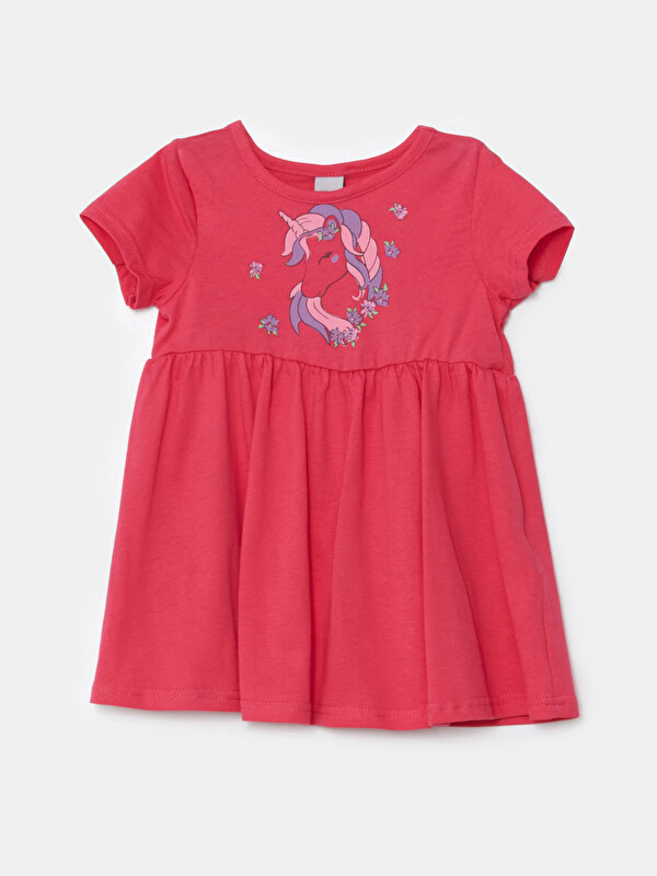 LCW Kids Crew Neck Printed Baby Girls' Dress