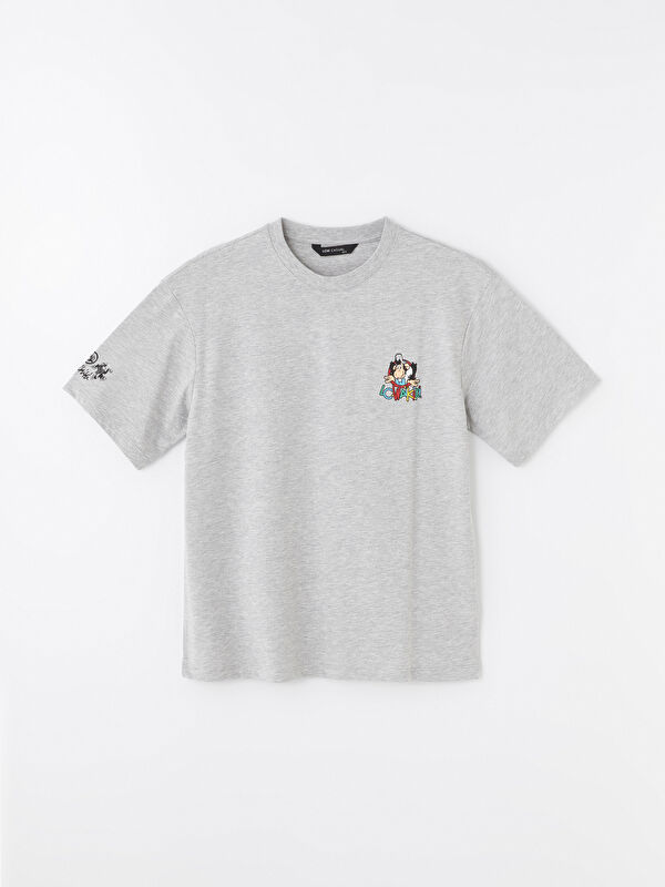 【SATIIIZ】Petyl printed short-sleeved T-shirt XSIDE Crew Neck Short Sleeve Nostalgic Monkey Printed Jersey