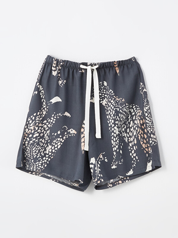 LCW DREAM Beli Lastikli Leopar Baskılı Kadın Şort Pijama Altı