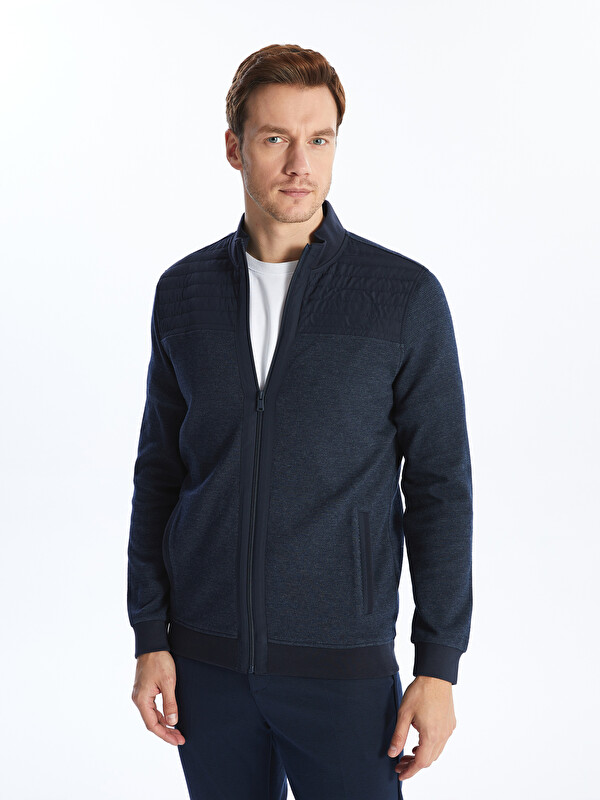 LCWAIKIKI Classic Dik Yaka Uzun Kollu Erkek Fermuarlı Sweatshirt