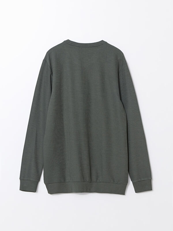 azページ LCWAIKIKI Classic Yeşil Bisiklet Yaka Uzun Kollu Erkek Sweatshirt