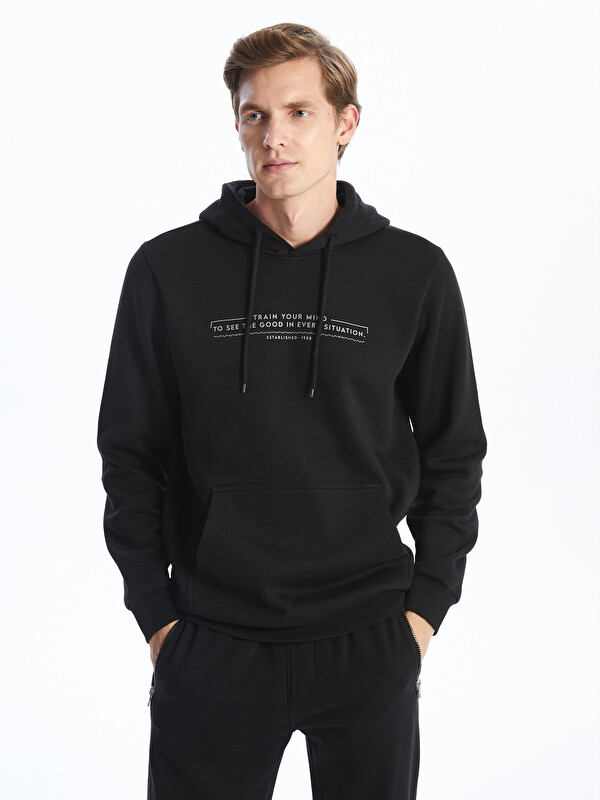 LCWAIKIKI Classic Sweatshirt à Capuche Épais Imprimé pour Hommes à Manches Longues