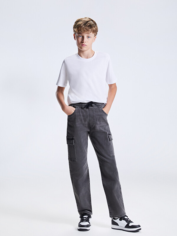 LCW Kids Loose Fit Erkek Çocuk Kargo Jean Pantolon