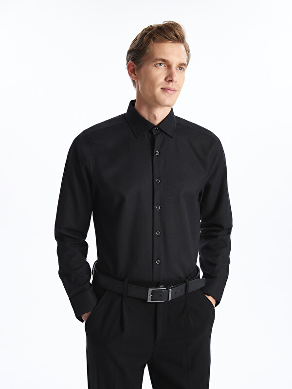 LCWAIKIKI Classic Slim Fit Long Sleeve Dobby Men's Shirt