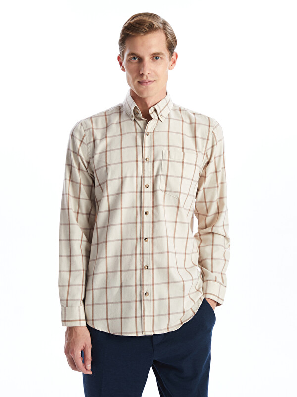 LCWAIKIKI Classic Regular Fit Long Sleeve Plaid Men's Flannel Shirt
