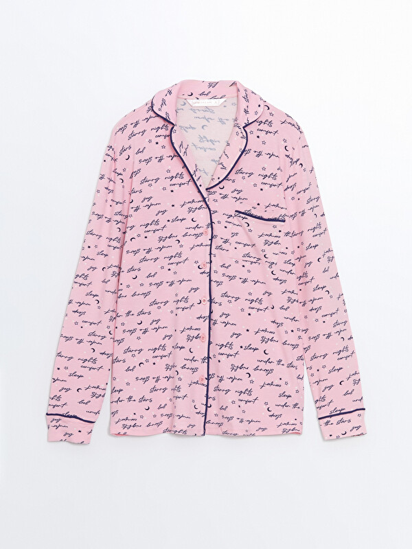 LCW DREAM Gömlek Yaka Desenli Kadın Pijama Üstü