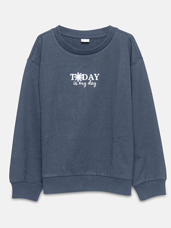 LCW Kids Crew Neck Printed Long Sleeve Girls' Sweatshirt