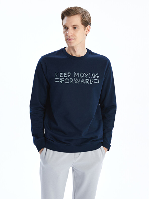 LCWAIKIKI Classic Sweat-shirt Épais Imprimé pour Hommes à Col Rond