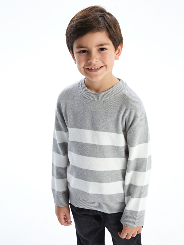 LCW Kids Crew Neck Striped Boys Knitwear Sweater