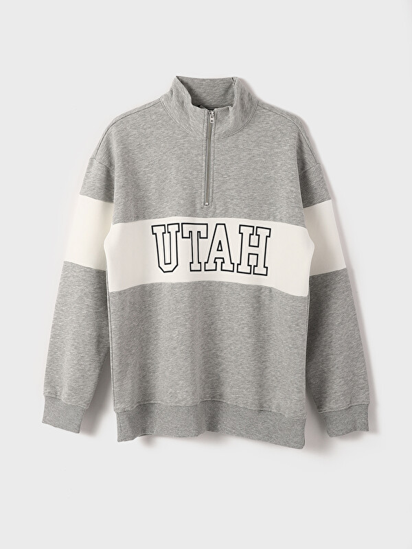 LCW Vision Sweat-shirt Épais à Manches Longues Imprimé pour Hommes avec Col Cheminée
