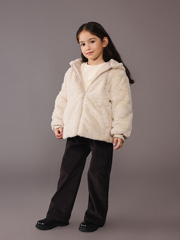 LCW Kids Elastic Waist Velvet Girls' Trousers