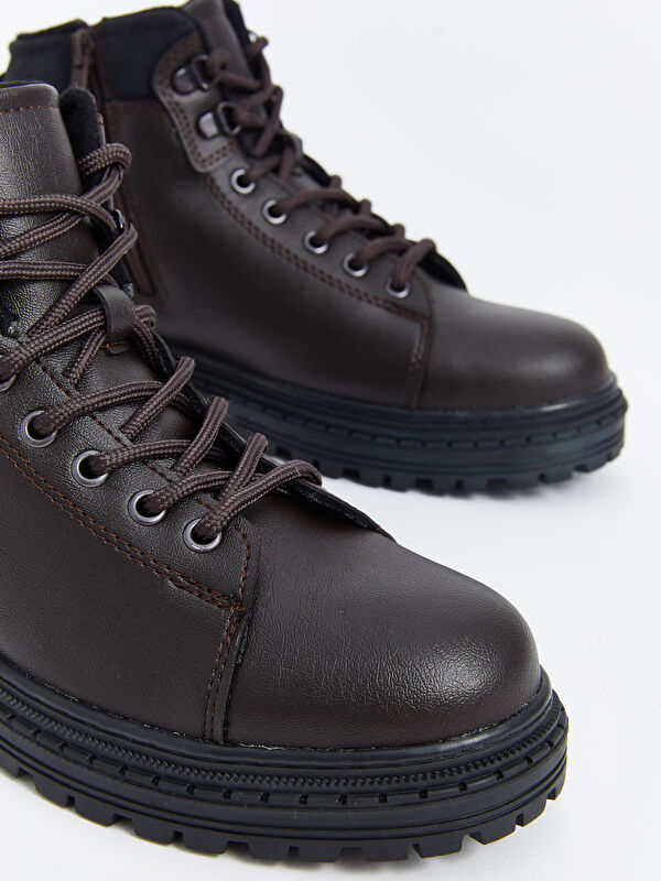 Bağcıklı Deri Görünümlü Erkek Bot - Görsel 4