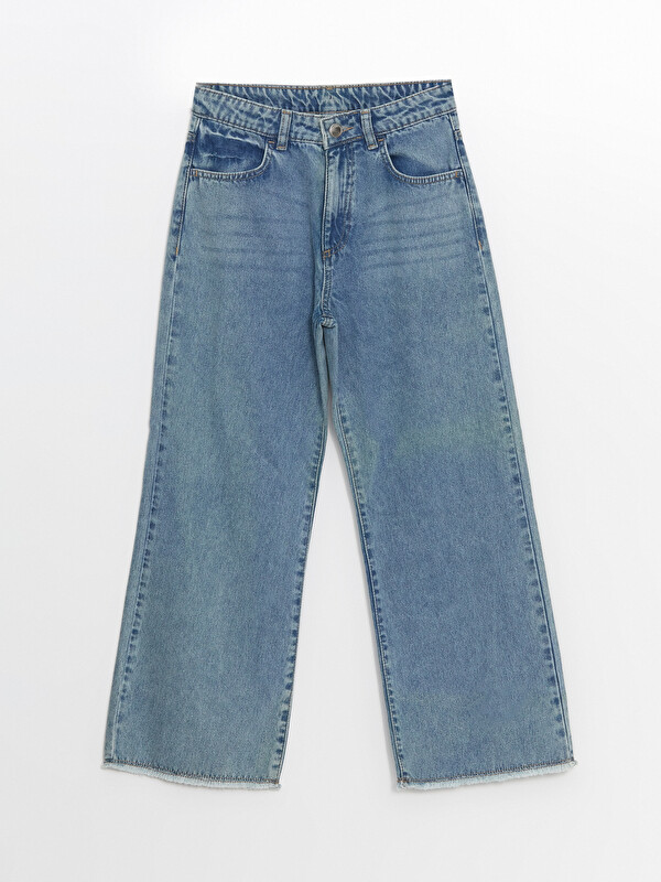 LCW Kids Girl's Jean Trousers with Adjustable Elastic Waist
