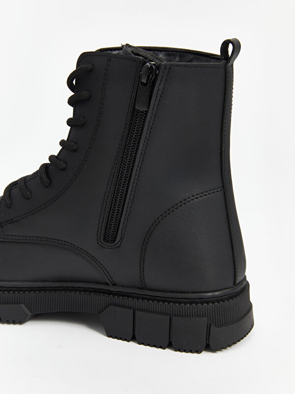 Deri Görünümlü Fermuarlı Erkek Bot - Görsel 6