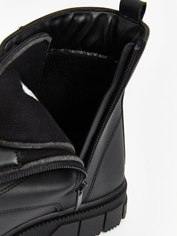 Deri Görünümlü Fermuarlı Erkek Bot - Görsel 7