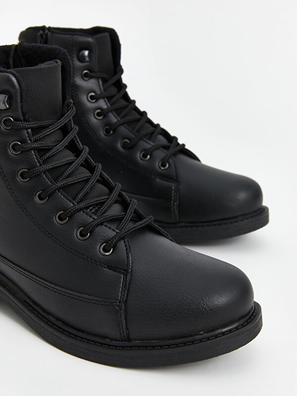 Bağcıklı Deri Görünümlü Erkek Bot - Görsel 4