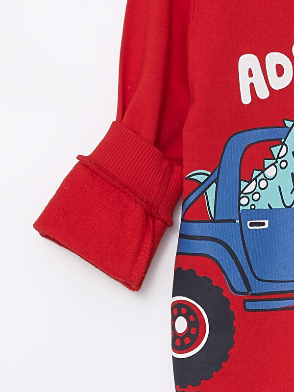 LCW Kids Kırmızı Bisiklet Yaka Baskılı Erkek Çocuk Sweatshirt