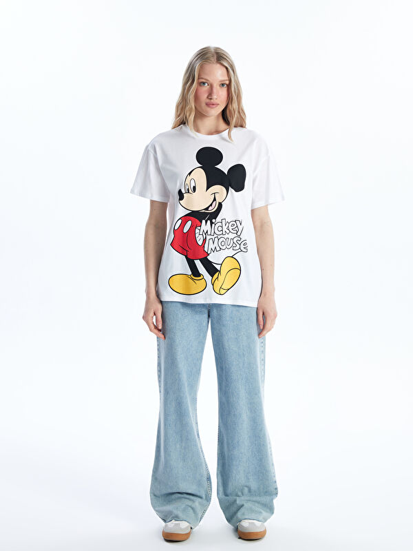 XSIDE Crew Neck Mickey Mouse Printed Short Sleeve Women's T