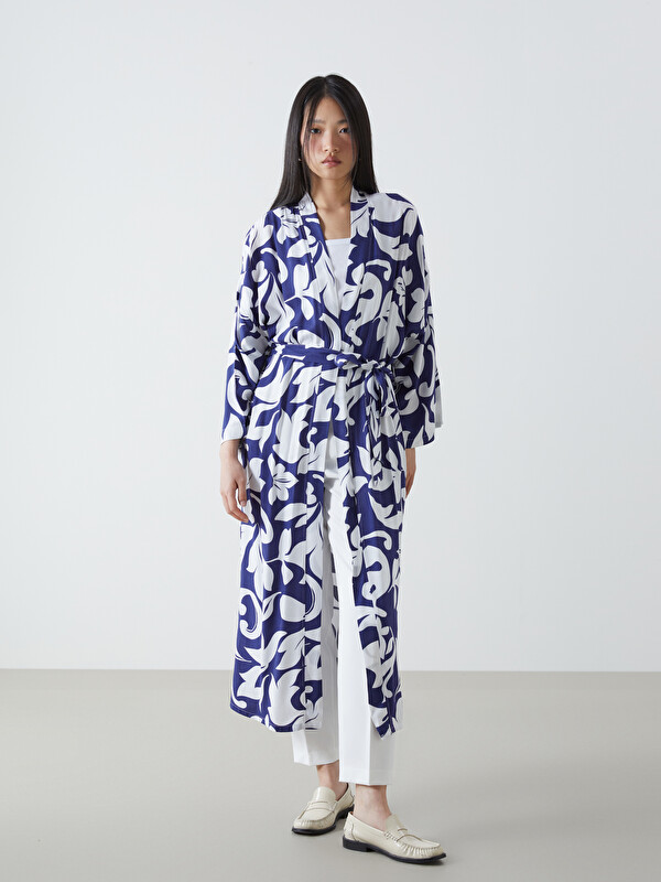 LCW Vision Shawl Collar Patterned Women's Kimono