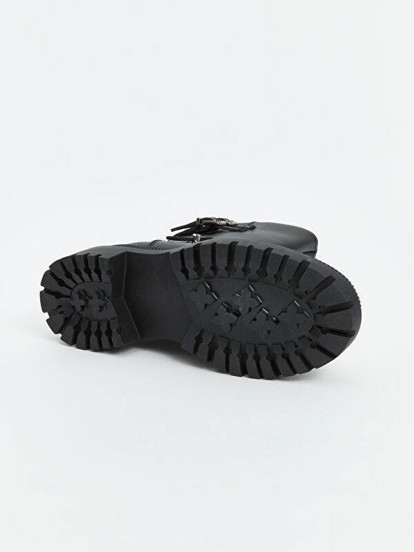 Çift Tokalı Kadın Deri Bot - Görsel 5