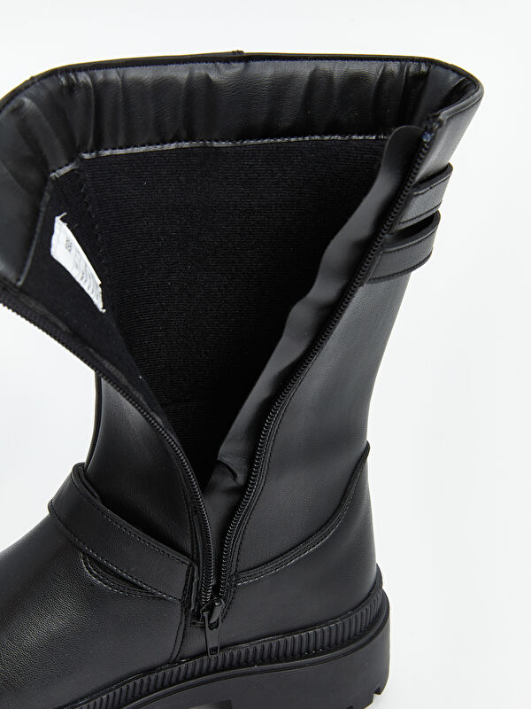 Çift Tokalı Kadın Deri Bot - Görsel 7