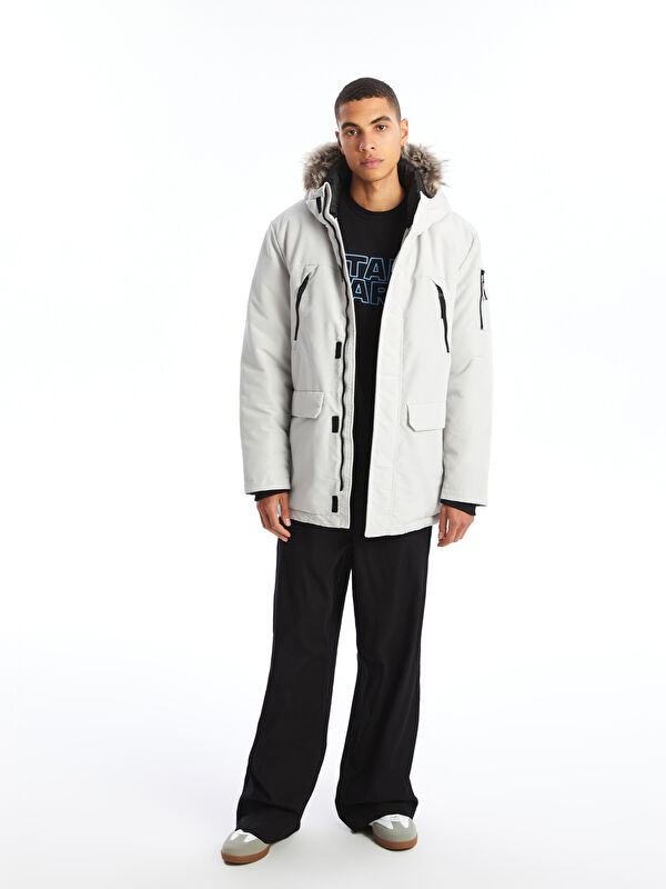 XSIDE Gri Standart Kalıp Kapüşonlu Erkek Parka - W4BD83Z8-V1F | LCW