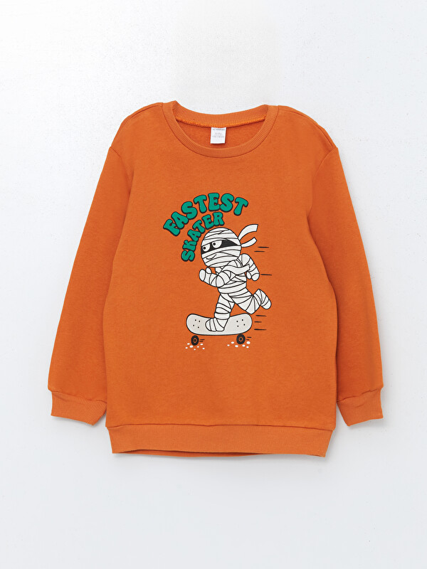 LCW Kids Bisiklet Yaka Baskılı Erkek Çocuk Sweatshirt