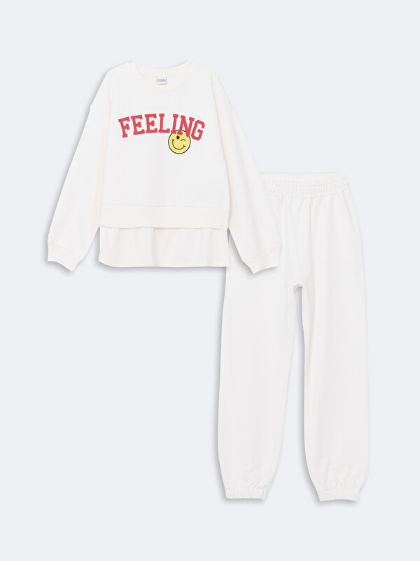 LCW Kids Crew Neck Girls' Tracksuit Set