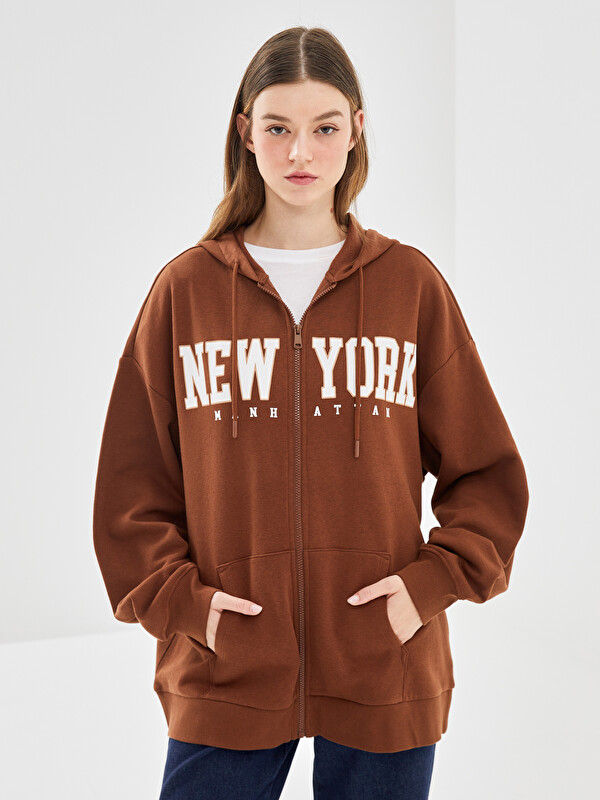 LCW Modest Sweat Zippé Oversize À Capuche Pour Femmes