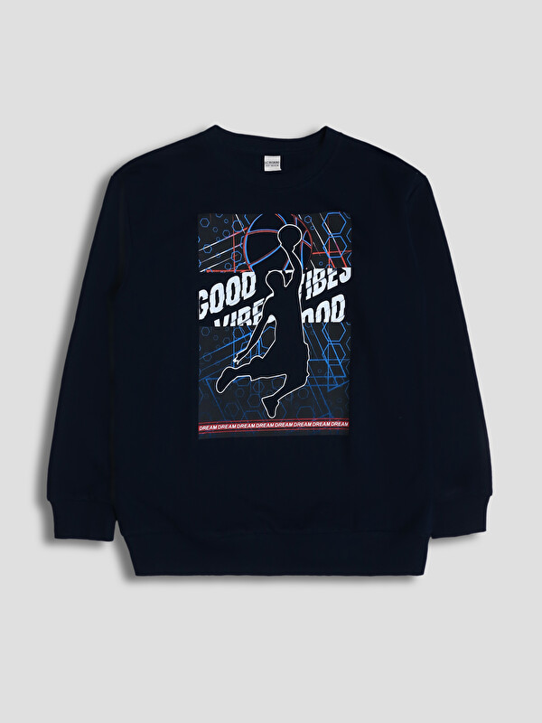LCW Kids Crew Neck Printed Long Sleeve Boys' Sweatshirt